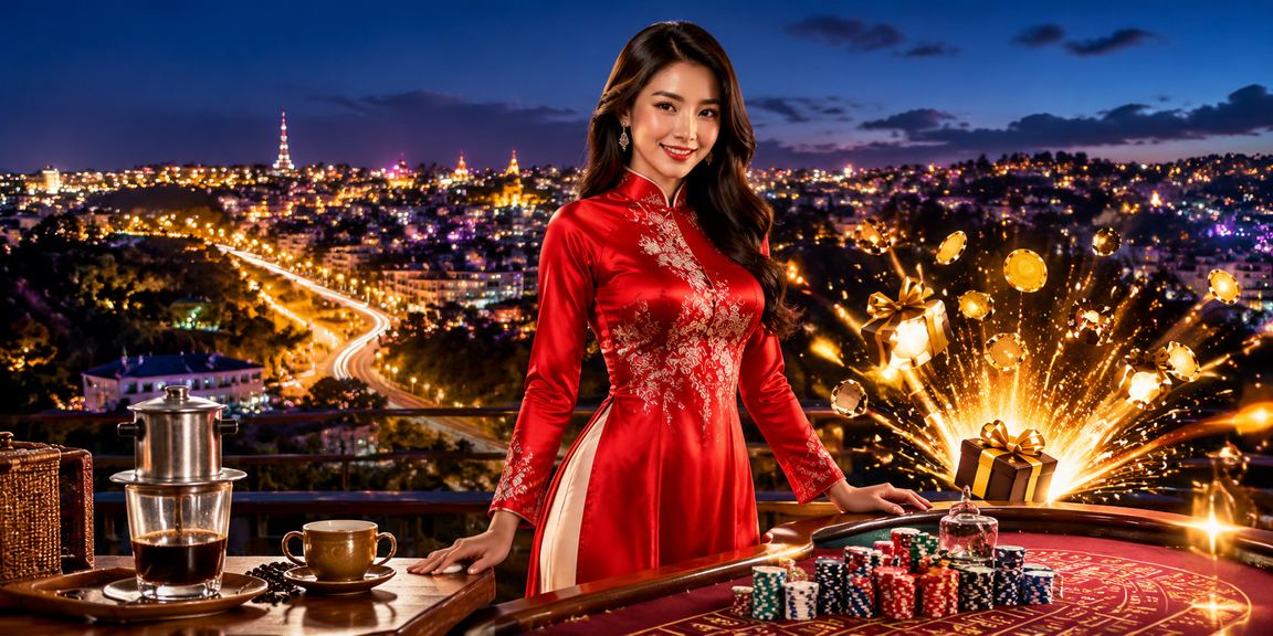 Cô gái mặc áo dài tại Đà Lạt thực hiện nạp tiền VND qua ví điện tử để chơi game