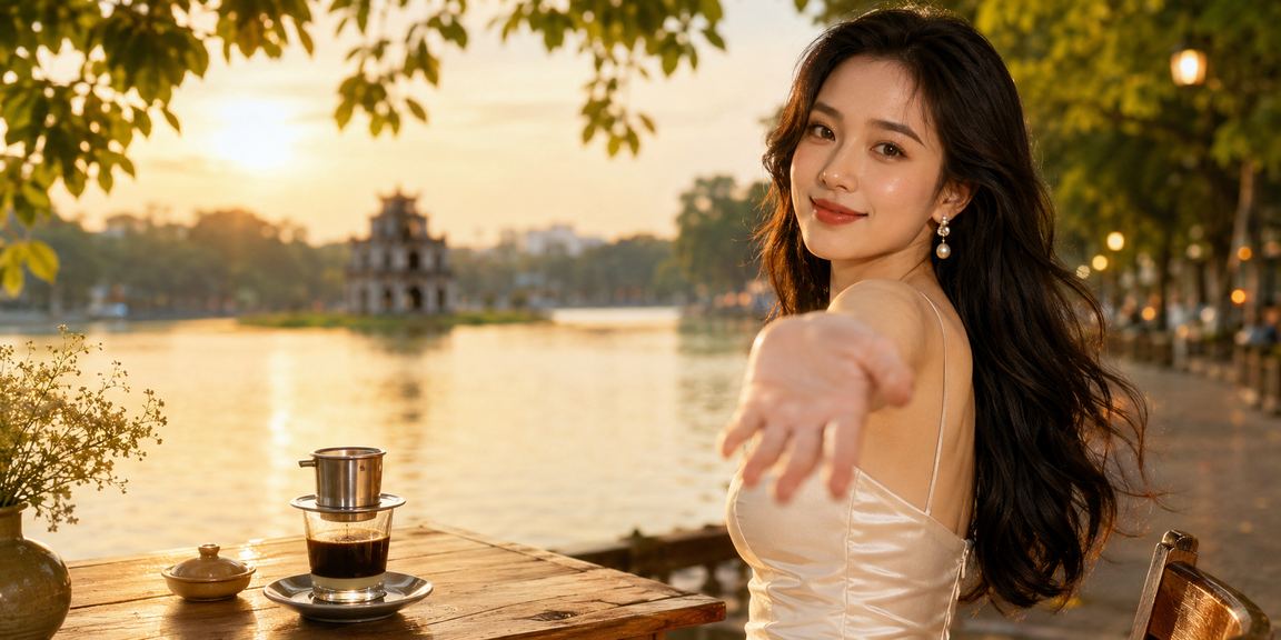 Người dùng Hà Nội ngồi cà phê kiểm tra bonus VIP và danh mục trò chơi trên laptop
